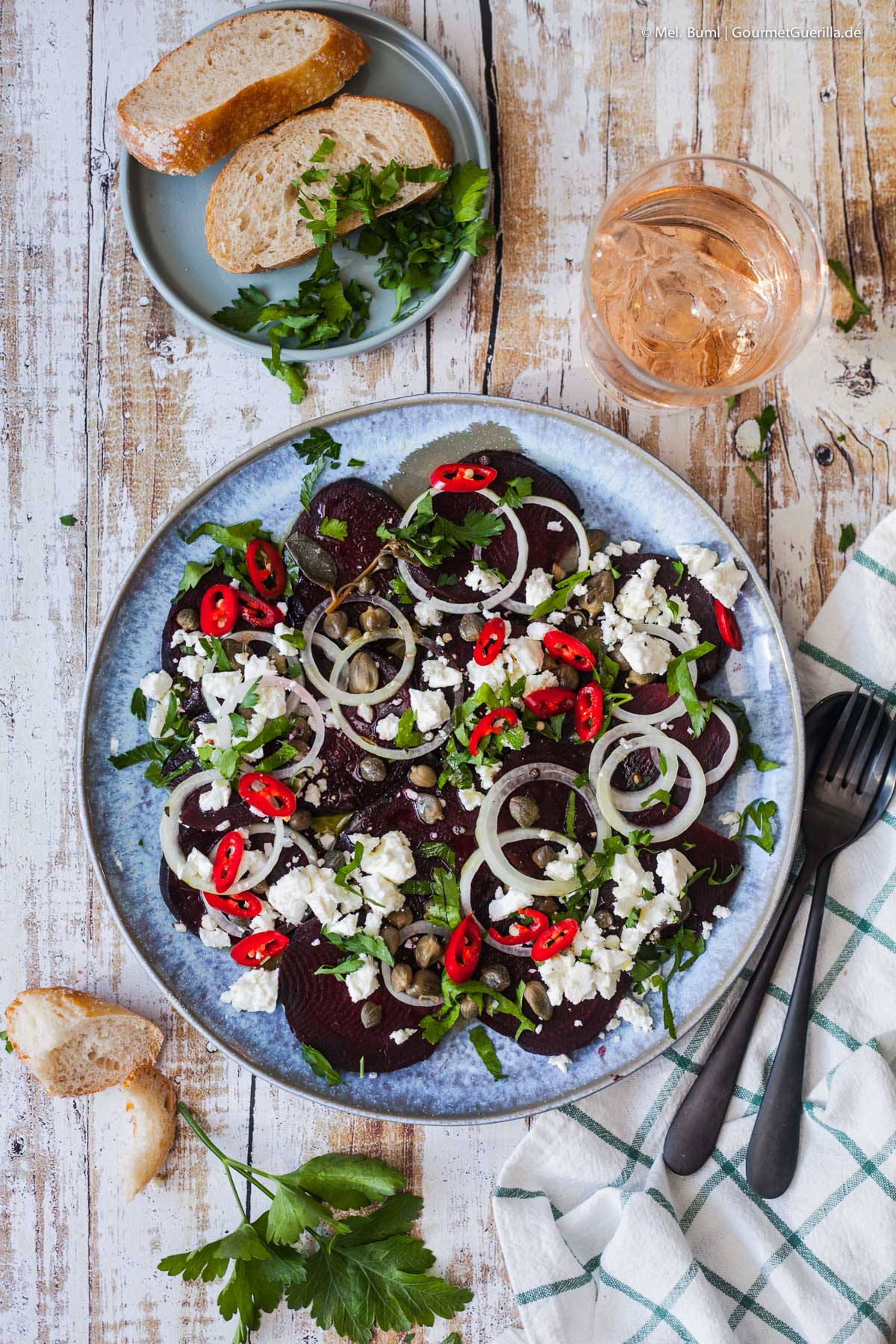 Beetroot salad with capers and feta cheese - in 5 minutes on the table | GourmetGuerilla.com