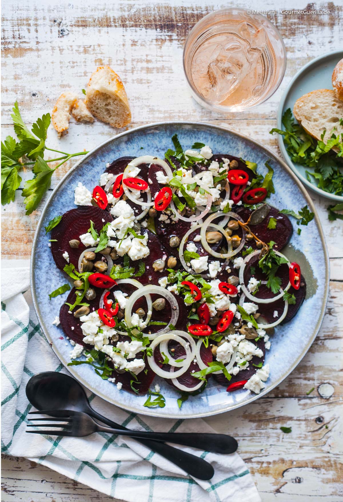 beetroot salad with capers and feta - in 5 minutes on the GourmetGuerilla.com 